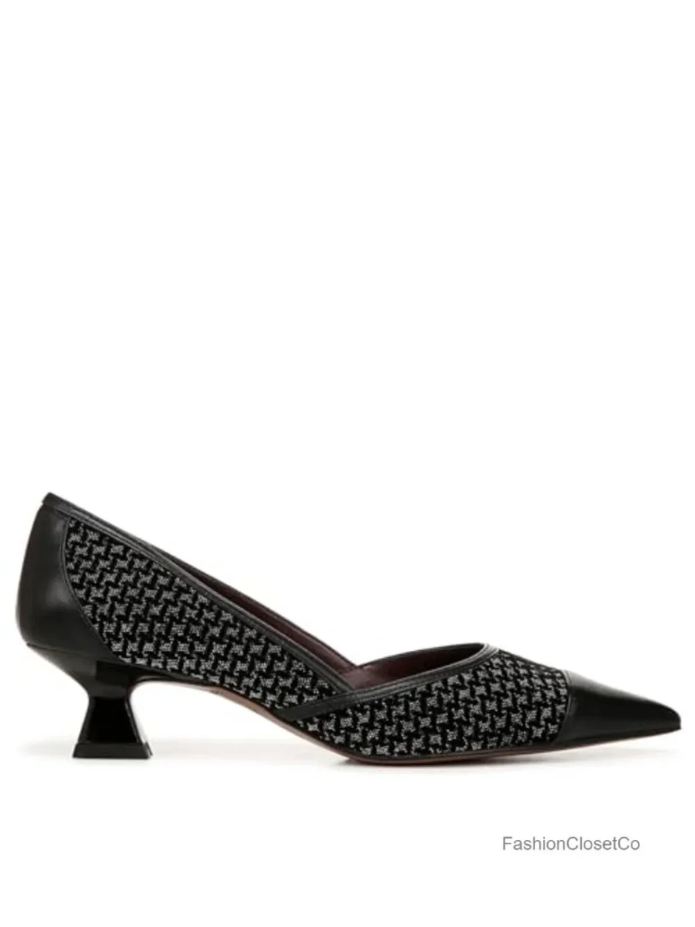 Franco Sarto Women's Kitten Heel Pumps Leather Slip-On Pointed Toe 1.75